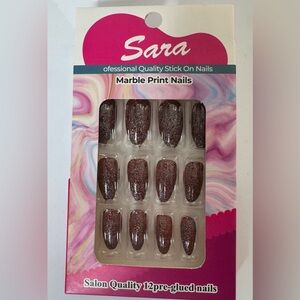 🛍️Any 5 items for $15 🛍️ brown glitter almond nails 12pcs